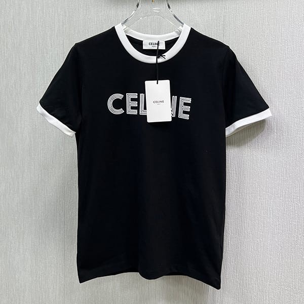 速達発送セリーヌ コットンジャージー ルーズ 半袖 Tシャツ 偽物 2色 Ceh33559
